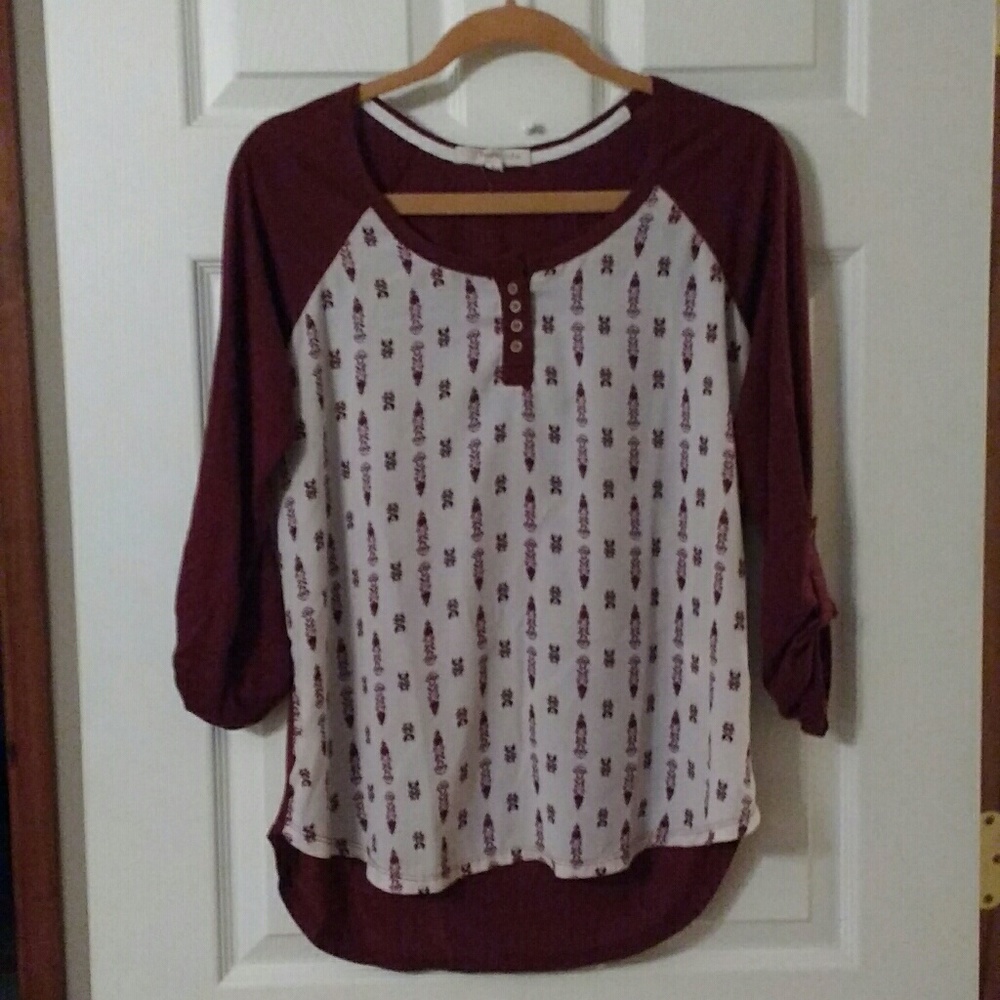 Rewind maroon/cream top